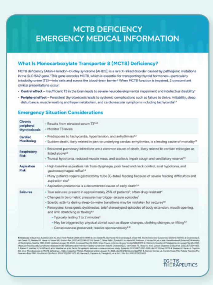 Cover of MCT8 Deficiency Emergency Medical Information